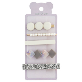 Заколки для волос MESHU Абстракция квадрат/белый круг 5 шт.