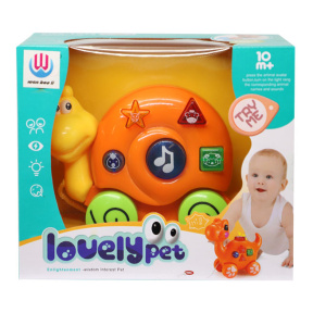 Игрушка каталка "Улитка", со светом и звуком, оранжевая