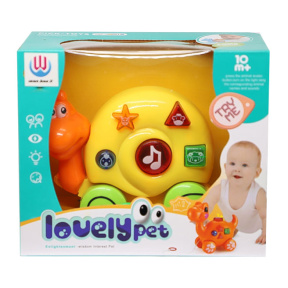 Игрушка каталка "Улитка", со светом и звуком, желтая