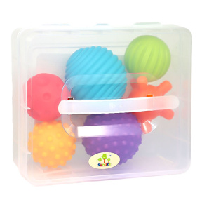 Набор ярких мячей разных форм в пластиковой коробке, 6 шт