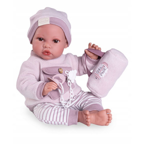 Păpușă-bebeluș Erika în costum roz, 42 cm