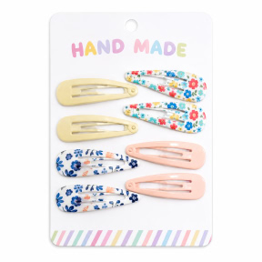 Set de agrafe de păr CHA Floral Roz Click-Clack (8 buc)
