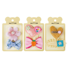 Заколки для волос MESHU, прищепки текстильные, ассорти, 2 шт., 5/6 см, европодвес