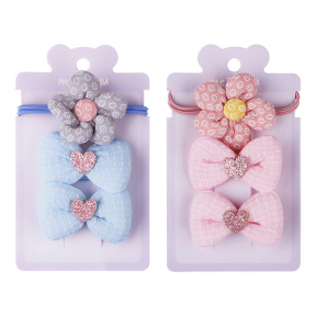 Набор аксессуаров для волос MESHU, резинка 1 шт., диаметр 5 см, заколки 2 шт., 4 см, ассорти, европодвес