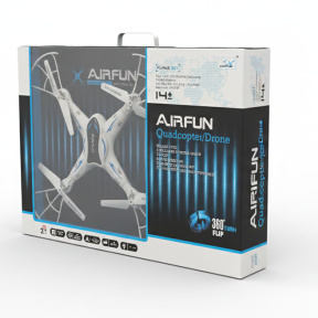 Quadcopter cu cadru albastru și telecomandă