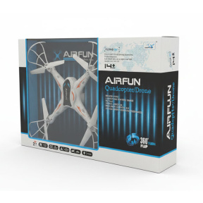 Quadcopter cu cadru portocaliu și telecomandă