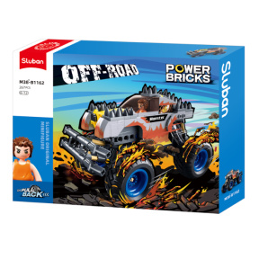 Set de construcție Sluban „Monster Truck argintiu-foc cu inerție”, 267 piese