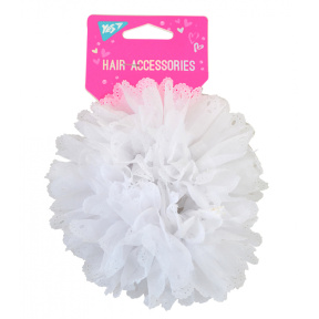 Резинка-бант YES Цветок белый д.14 см