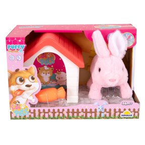 Интерактивный зайка с розовым домиком