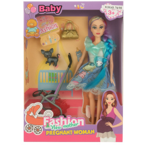 Кукла "Мама и малыш", с серой собакой