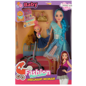 Păpușa „Mama și bebeluș”, cu un câine auriu