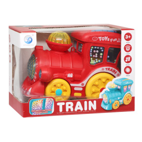 Музыкальный паровозик со светом, красный