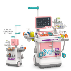 Набор доктора с мед. тележкой,, розовый