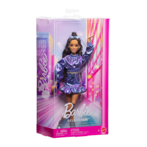 Păpușă la modă Barbie Mattel Deluxe Style în ținută albastru metalizat