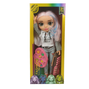 Păpușa cu păr roz, cu lumină și sunet