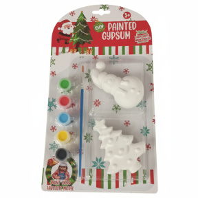 Set pentru creație. Figurine din ipsos, pensulă, vopsele. Brad, Om de zăpadă