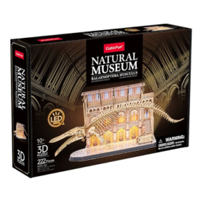 3D Puzzle CubicFun «Muzeul de Științe Naturale – Balenă albastră» cu ilumin LED, 222 elemente