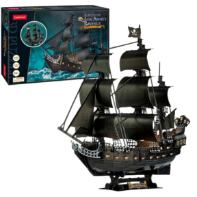 3D Puzzle Corabie de pirați„Răzbunarea Reginei Anne”cu iluminare LED, 293 elemente