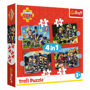 Puzzle Trefl "4in1" - The Adventures of Fireman Sam / Prisma A&D Fireman Sam