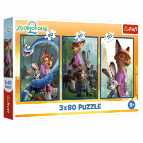 Puzzle Trefl "3x80" - Pet investigation / Disney Zootopia 2
