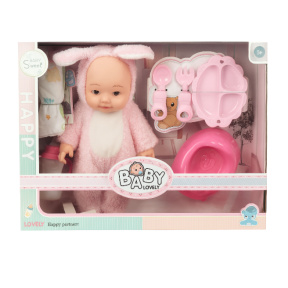 Păpușă-bebeluș în costum cu accesorii