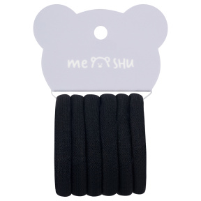 Elastic de păr Meshu „Essence thin”, negru, 6 buc., diametru 4 cm