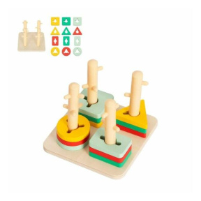 Sortator geometric din lemn cu suport și țăruși Tooky Toy