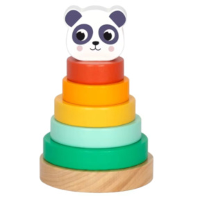 Piramidă din lemn „Panda Curcubeu” Tooky Toy