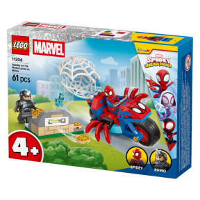 Constructor LEGO Marvel Spider-Man pe motocicletă vs. Rhino