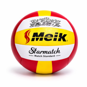 Minge de volei Size 5 Machine-Stitched, galben-roșu