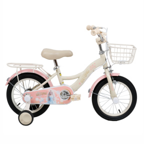 Bicicletă pentru copii cu 4 roți, 14 inch, roz