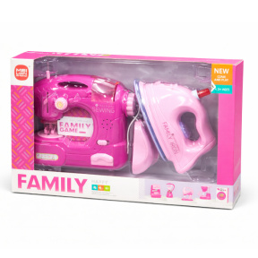 Игровой набор "утюг+швейная машина" с паром розовый