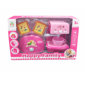 Игровой набор "тостер+кофе-машина" со звуком розовый