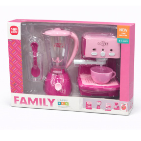 Игровой набор "миксер+кофе-машина" со звуком розовый