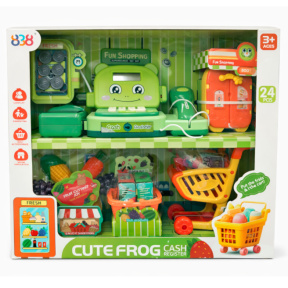 Игровой набор «Кассовый аппарат с продуктами» (со световыми и звуковыми эффектами), зелёный