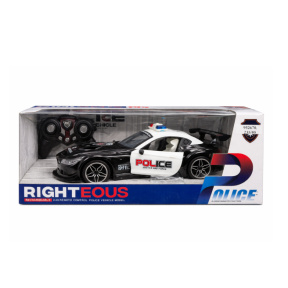 Mașină BMW Police cu telecomandă, cu lumini, cu acumulator, neagră