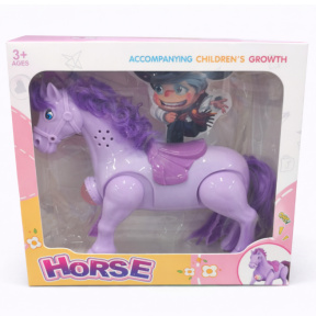 Лошадь прыгающая со светом и звуком, фиолетовая