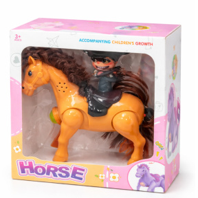 Лошадь прыгающая со светом и звуком, рыжая