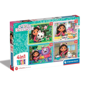 Clementoni Puzzle 4 în 1 „Casa de păpuși a lui Gabby”, 72 piese