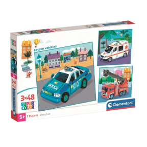 Puzzle Clementoni „Masina de salvare”, 3 puzzle-uri a câte 48 de piese