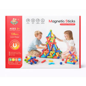 Constructor magnetic Magnetic Sticks 138 piese