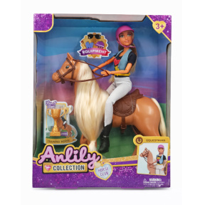 Păpușă 11,5" pentru echitație, articulată, cu cal