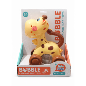 Jucărie de tras pe roți "Giraffe" cu bule de săpun, lumină