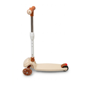 Trotinetă pentru copii cu 3 roți, pliabilă, cu roți luminoase, bej