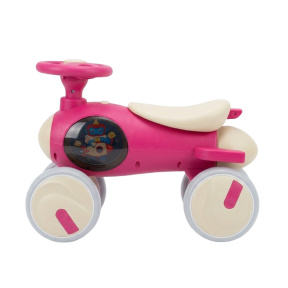 Bicicletă pentru copii fără pedale cu 4 roți, cu lumini și sunete, roșu/bej