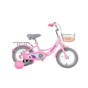 Bicicletă pentru copii cu 4 roți, 12 inci, roz