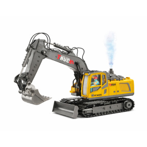 Excavator cu telecomandă Alloy Truck cu abur, galben-negru