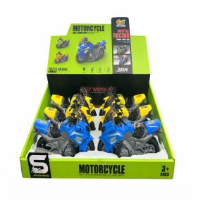 Мотоцикл 1:20 инерционный свет, звук, ассорти