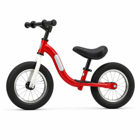 Bicicletă pentru copii fără pedale cu 2 roți cu ghidon negru, roșie