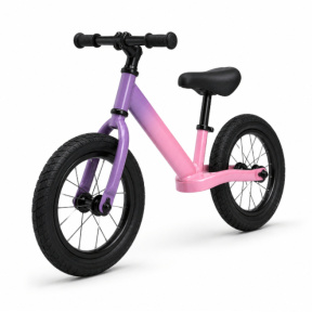Bicicletă pentru copii fără pedale cu 2 roți, 14 inch, cu ghidon negru, roz